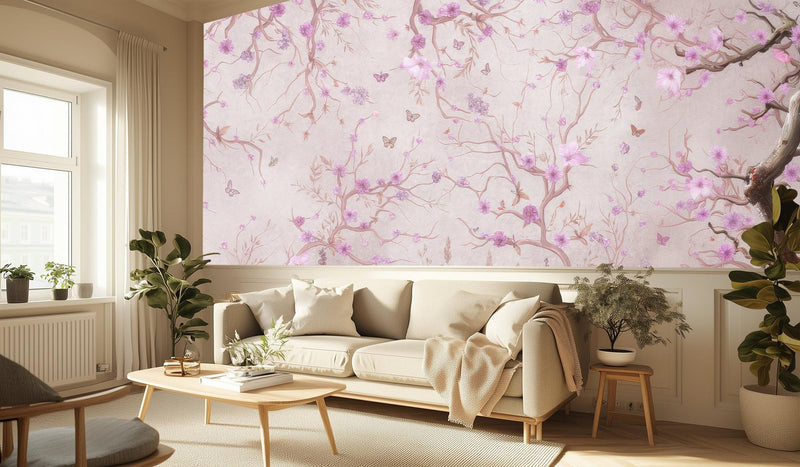Contemporary Pink wallpaper for Living Room
