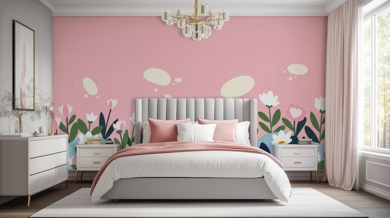 Contemporary Pink wallpaper for Nursery