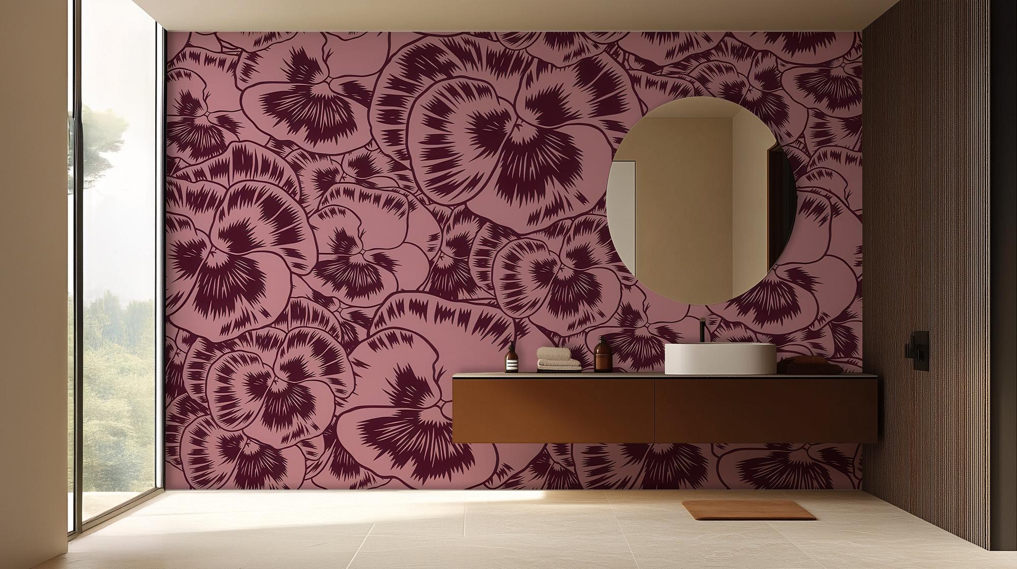 Banyo için Modern Pembe duvar kağıdı