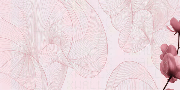 Hassas Pembe Floral Çizgiler Duvar kağıdı - Sample