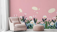 Whimsical floral blossom wallpaper for a nursery wall