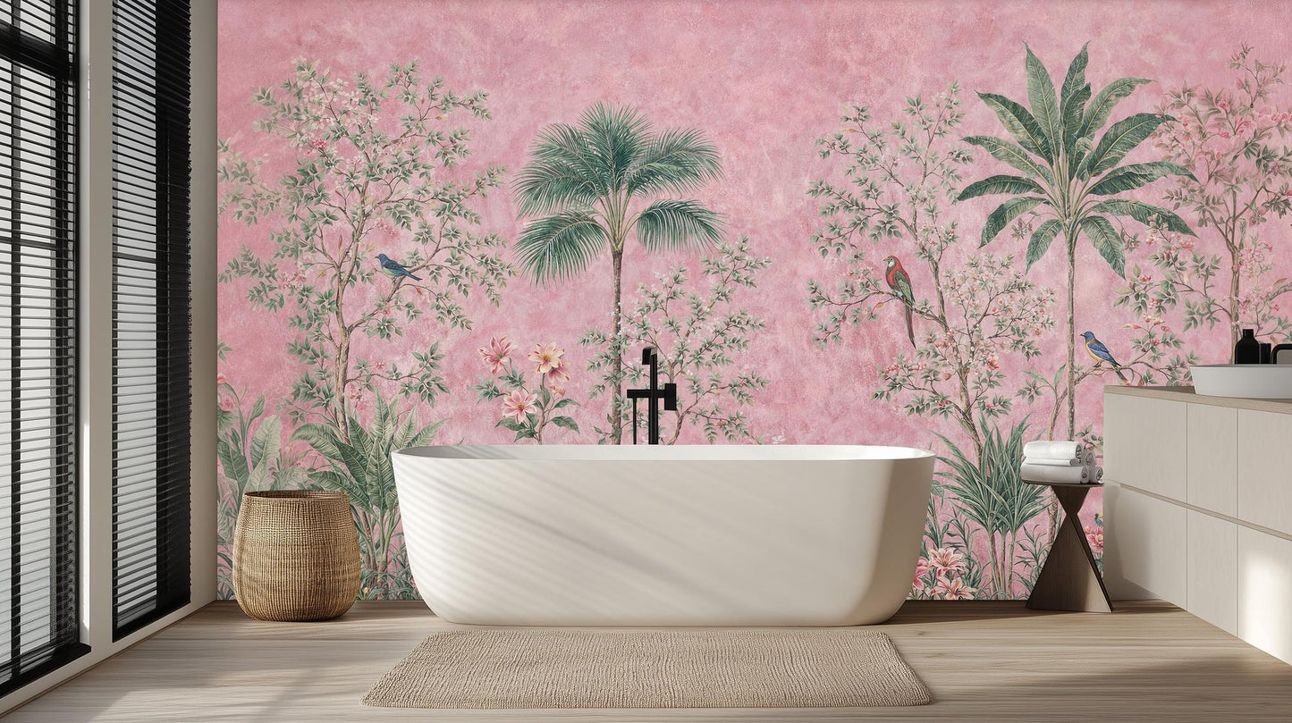 Traditional Pink wallpaper for Bathroom