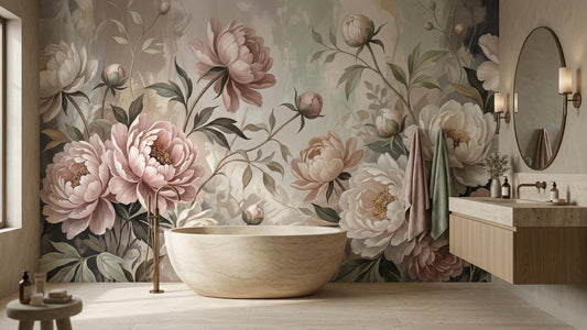 Traditional Pink wallpaper for Bathroom