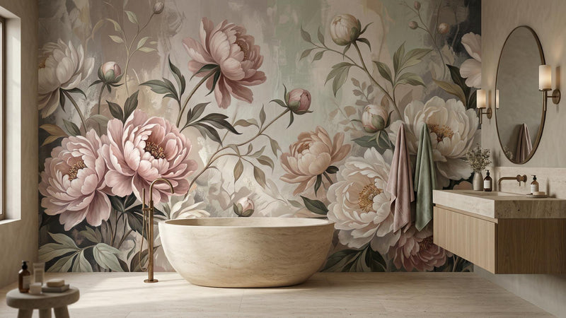 Banyo için Geleneksel Pembe duvar kağıdı