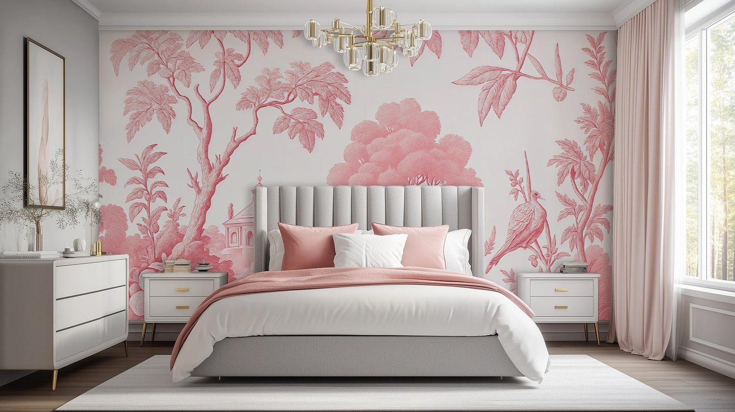 Traditional Pink wallpaper for Bedroom