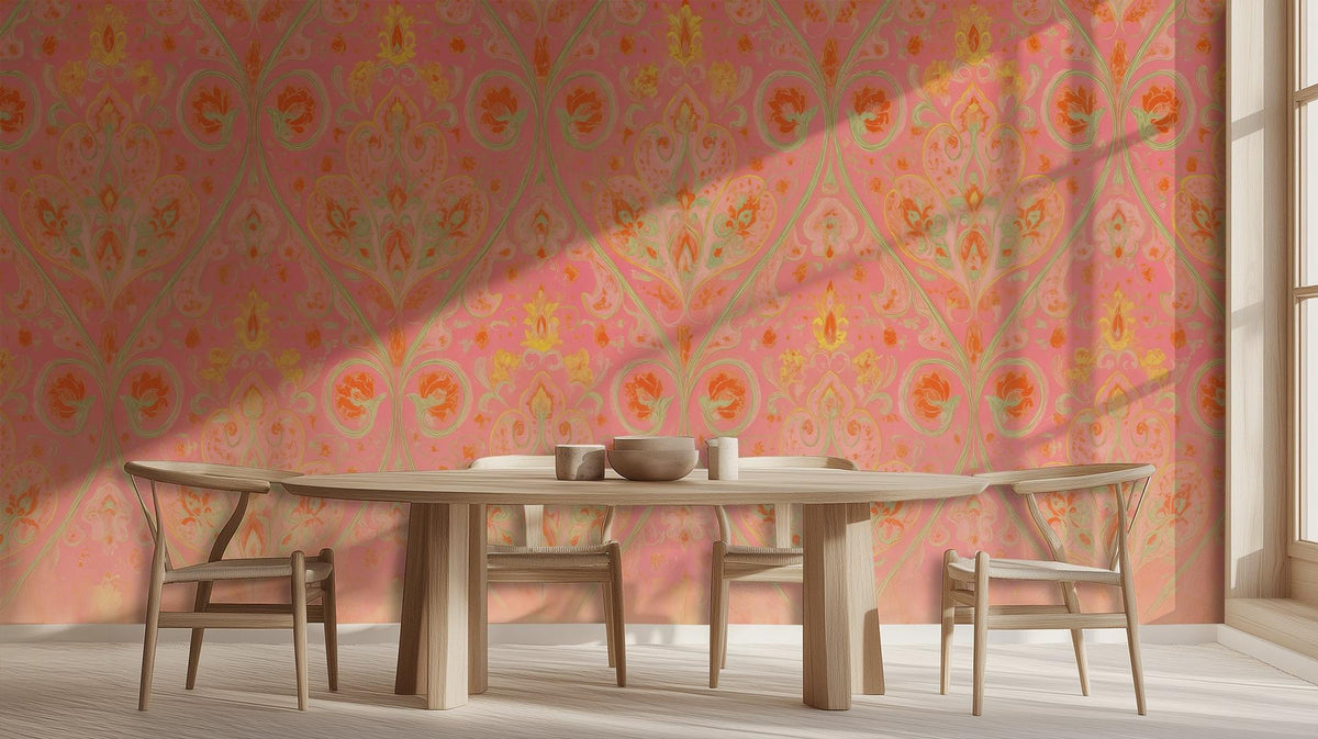Traditional Pink wallpaper for Dining Room