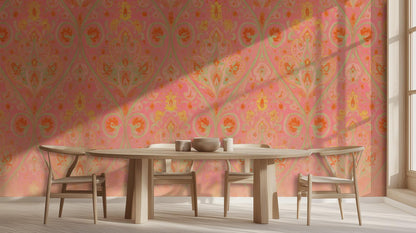 Traditional Pink wallpaper for Dining Room