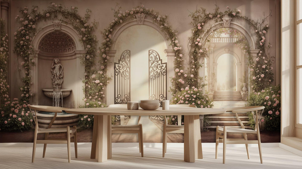 Traditional Pink wallpaper for Dining Room