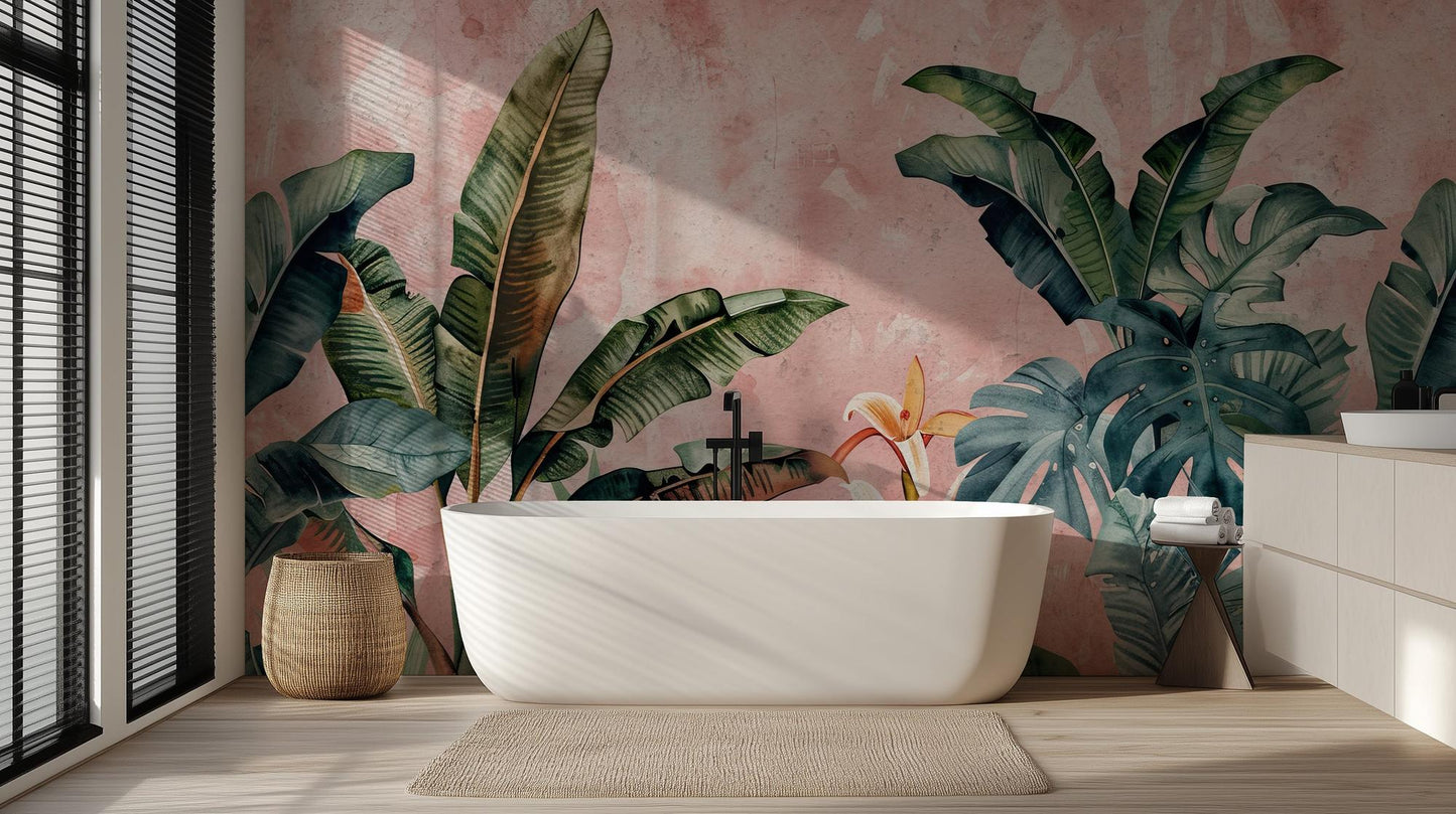 Tropical Pink wallpaper for Bathroom