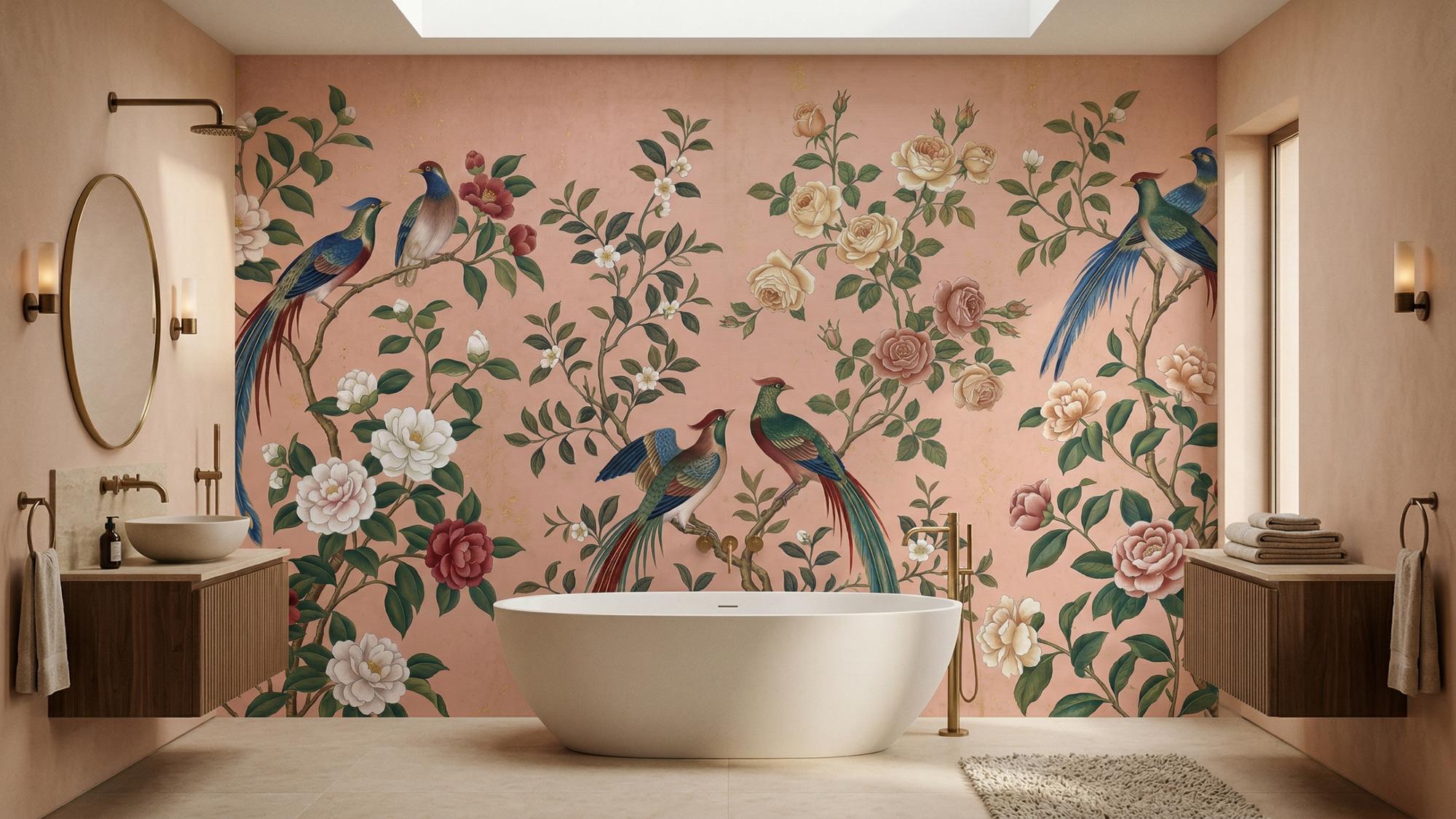 Tropical Pink wallpaper for Bathroom