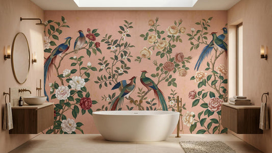 Tropical Pink wallpaper for Bathroom