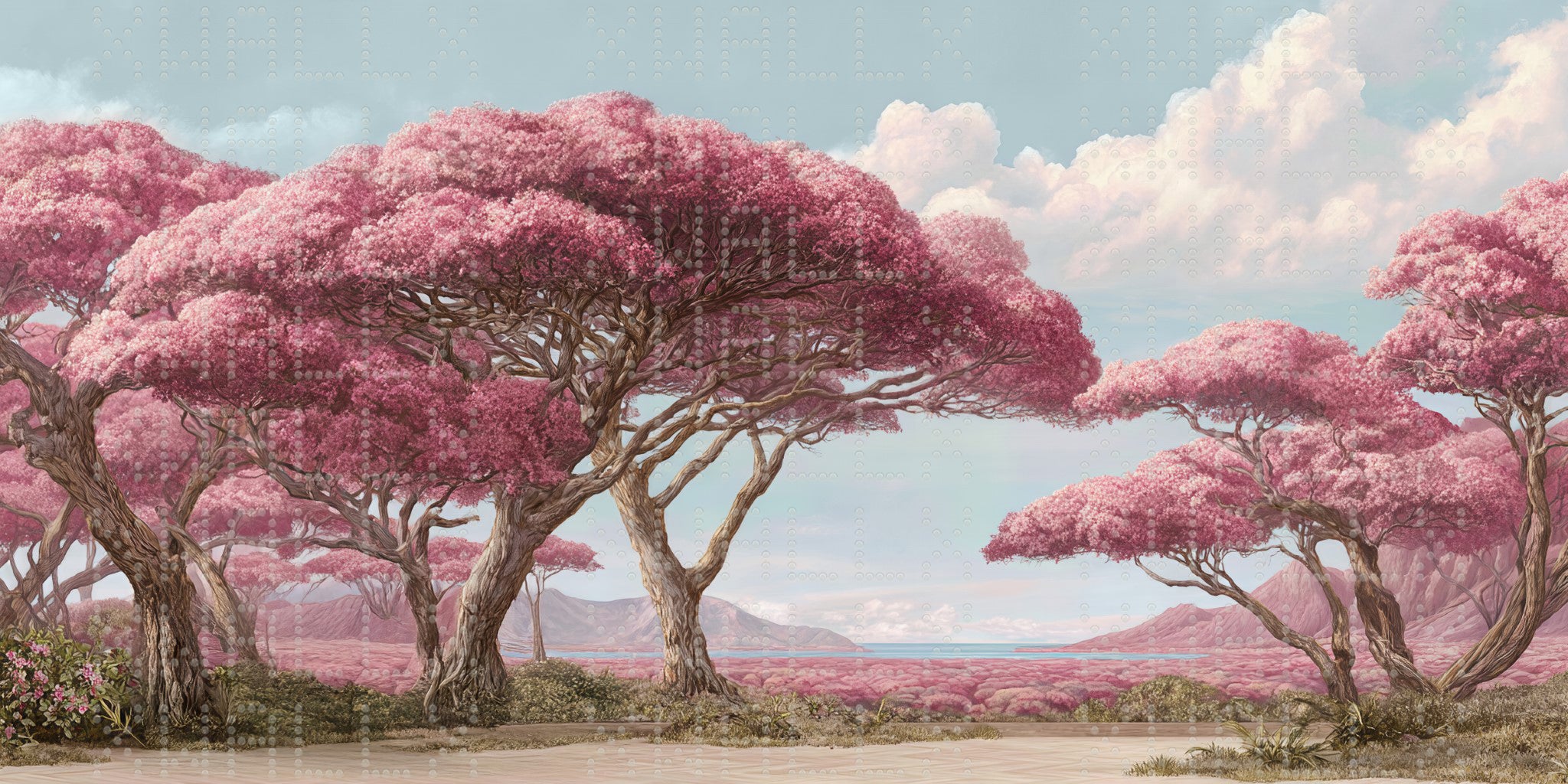 Pink Blossom Grove Wallpaper