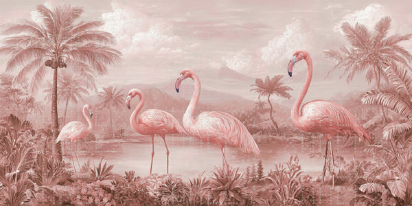 Tropikal Flamingo Sahnesi Duvar kağıdı - Sample