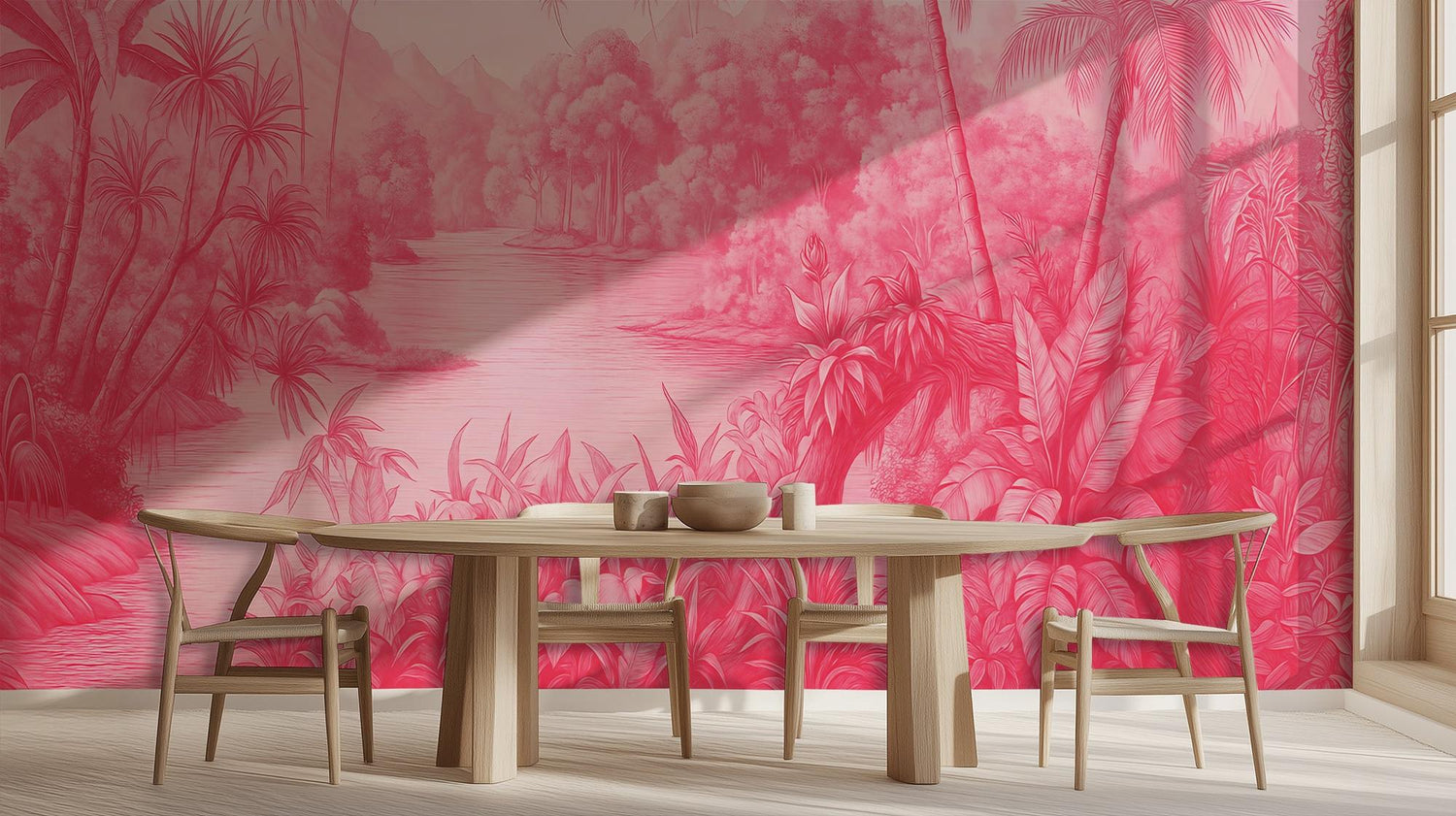 Tropical Pink wallpaper for Dining Room