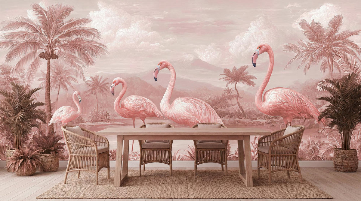 Tropical Pink wallpaper for Living Room