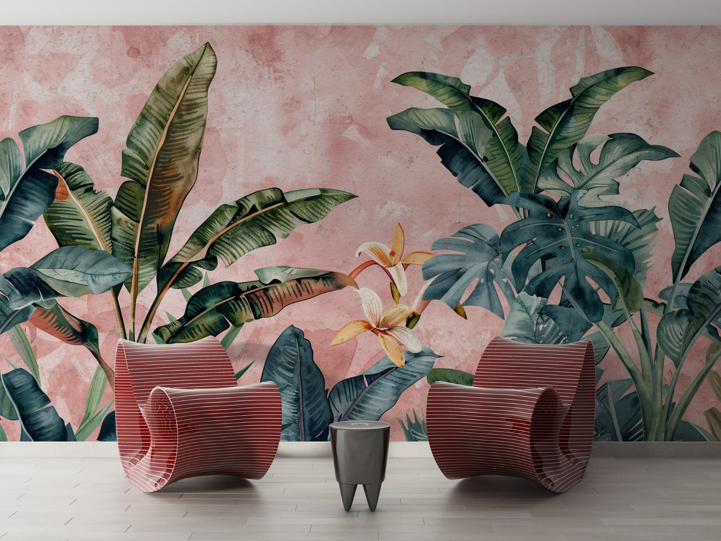 Tropical Pink wallpaper for Living Room