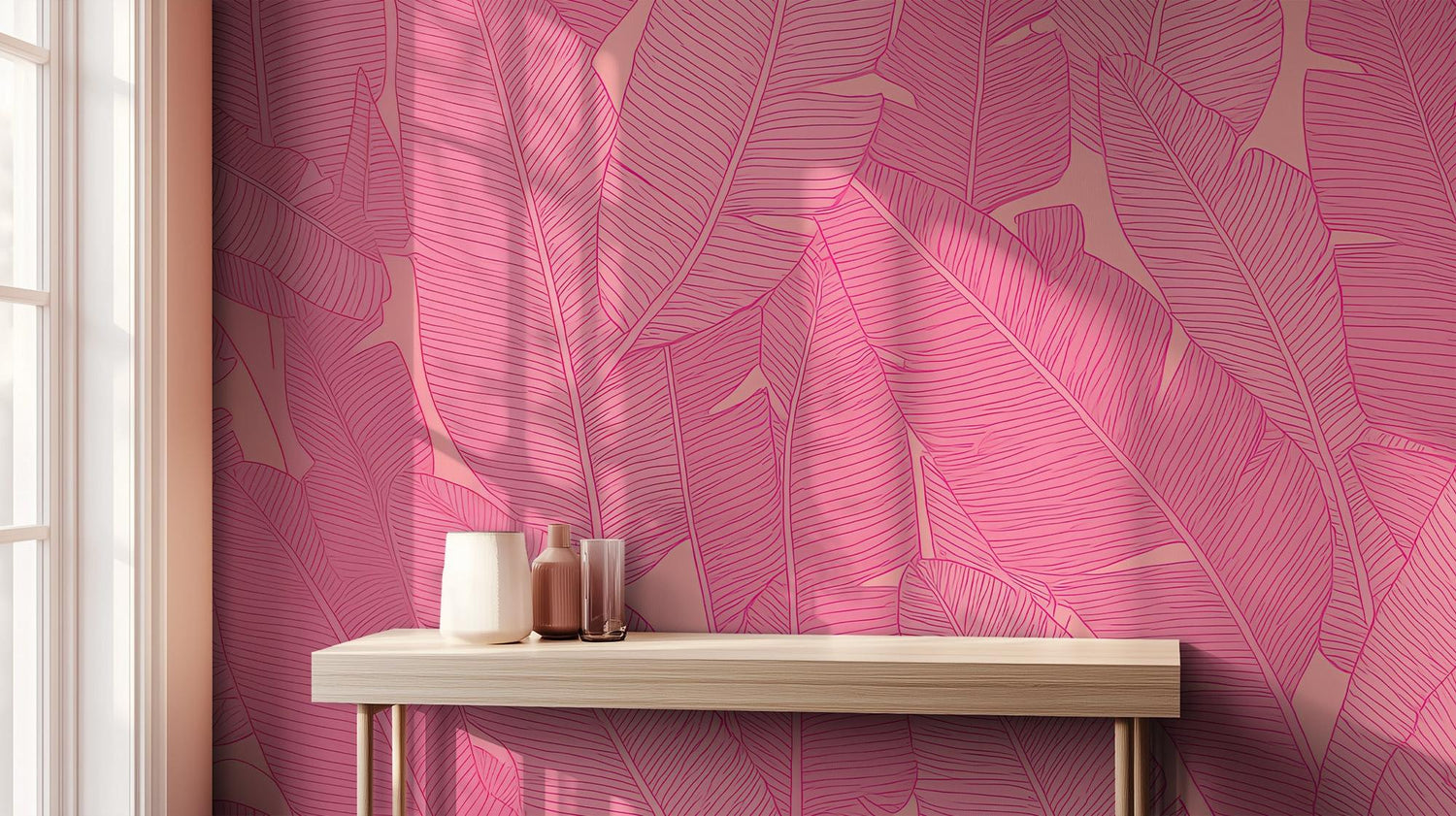 Tropical Pink wallpaper for Living Room