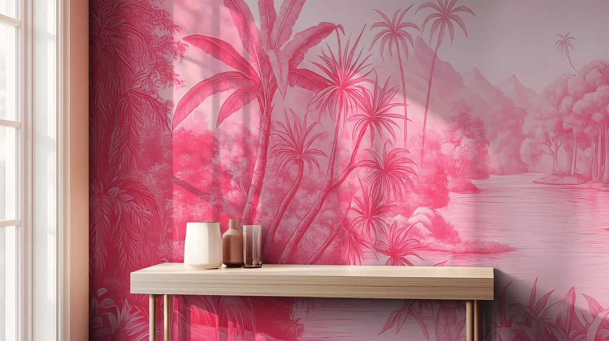 Tropical Pink wallpaper for Living Room