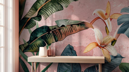 Tropical Pink wallpaper for Living Room