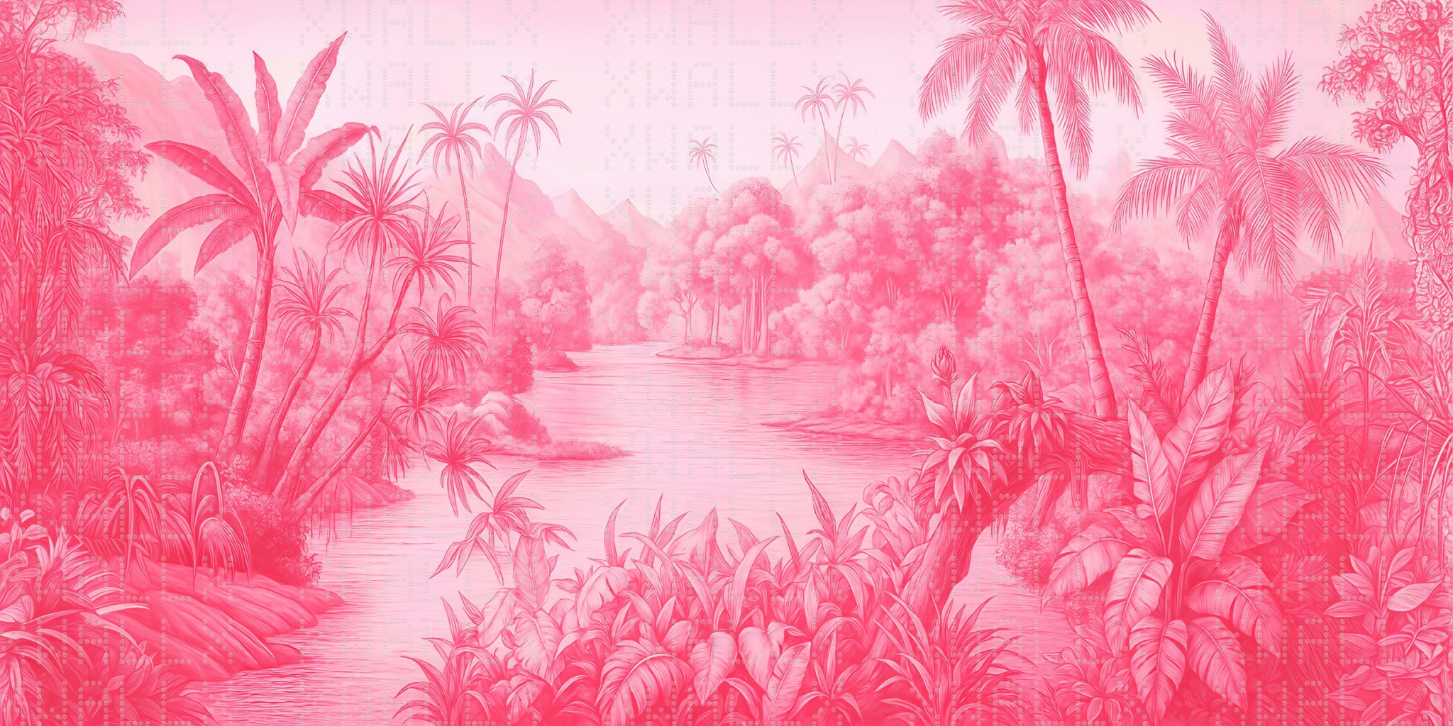 Tropical Pink Jungle Wallpaper