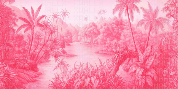 Tropikal Pembe Jungle Duvar Kağıdı - Sample