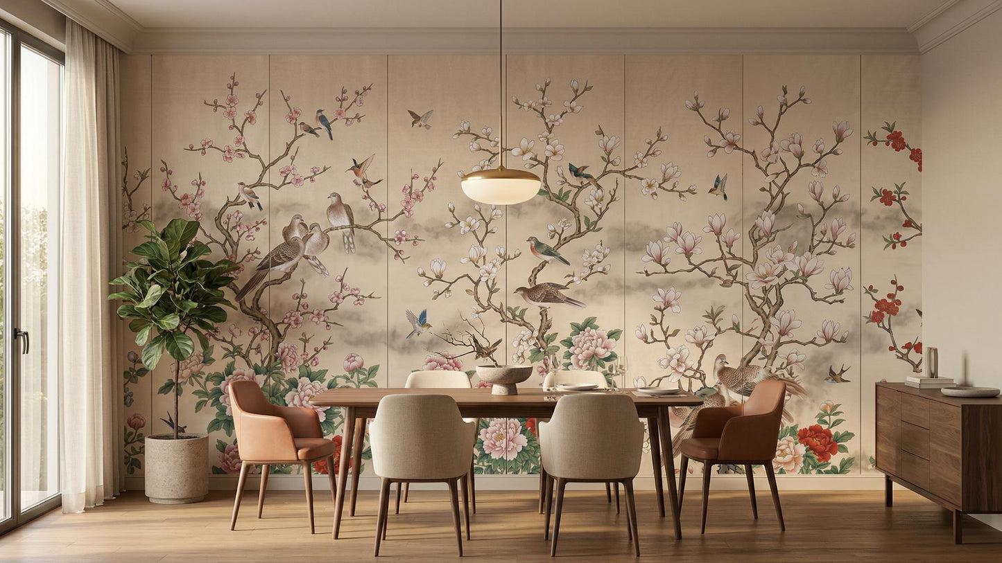 Vintage Pink wallpaper for Dining Room