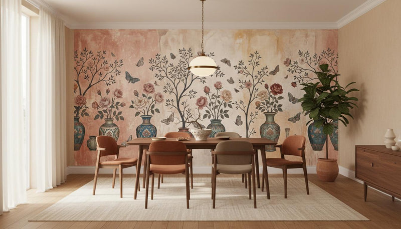 Vintage Pink wallpaper for Dining Room