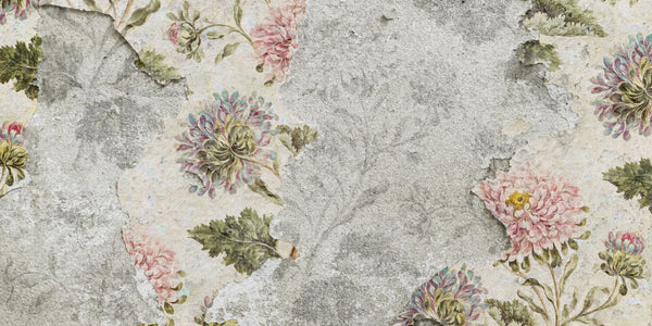 Vintage Floral Kırık Taş Duvar kağıdı - Sample