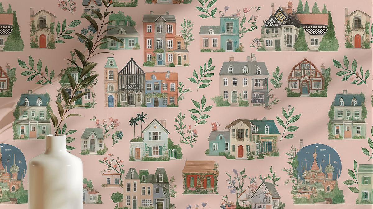 Vintage Pink wallpaper for Living Room