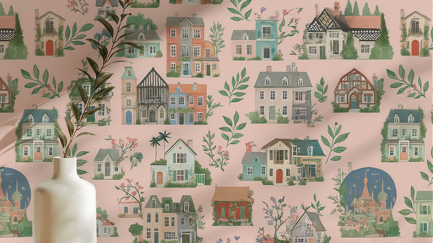 Vintage Pink wallpaper for Living Room