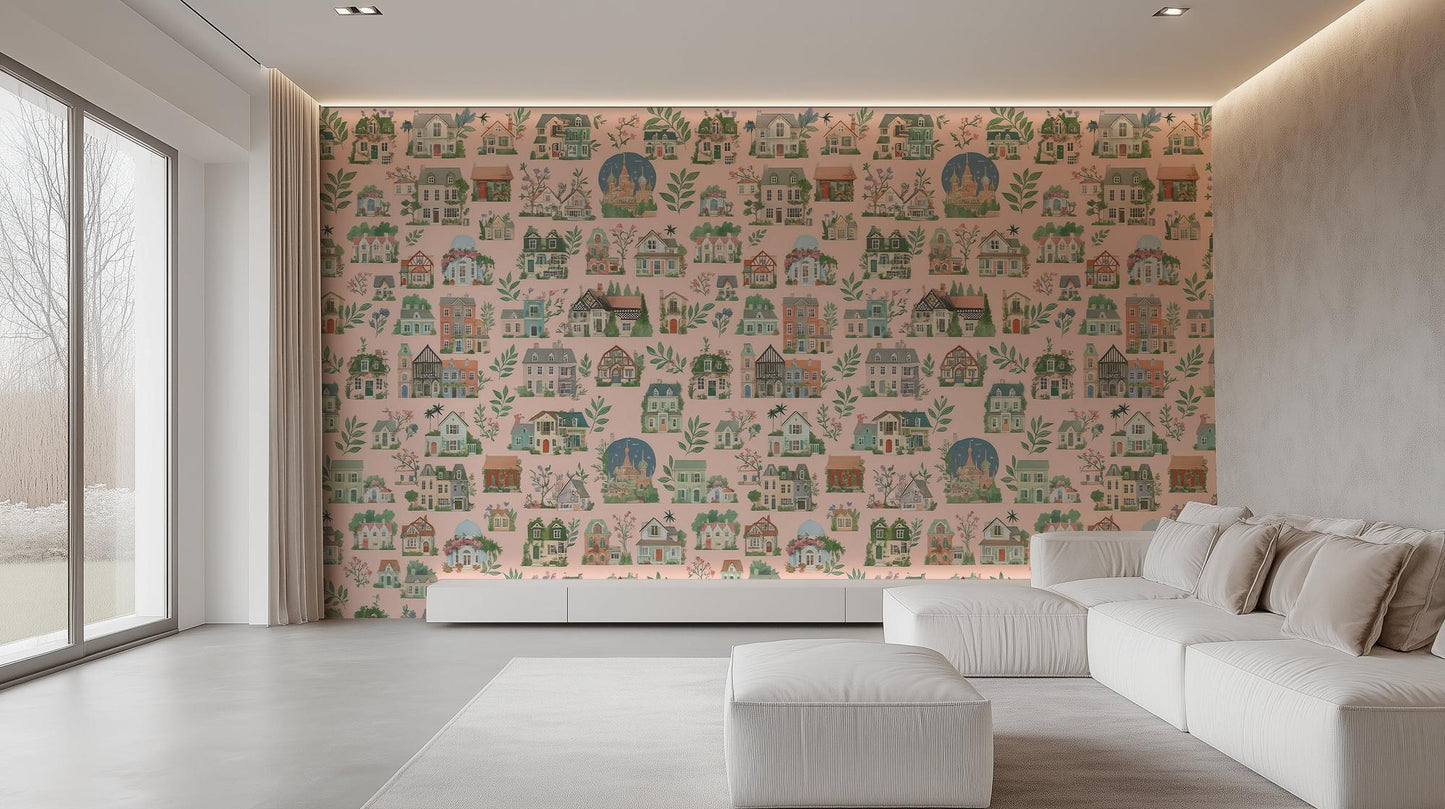 Vintage Pink wallpaper for Living Room