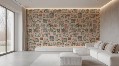 Vintage Pink wallpaper for Living Room