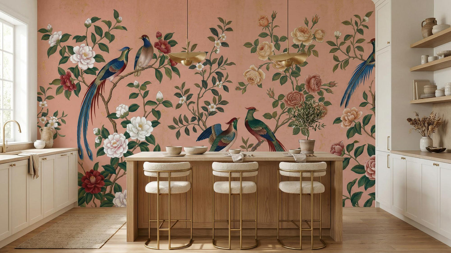 Vintage Pink wallpaper for Living Room