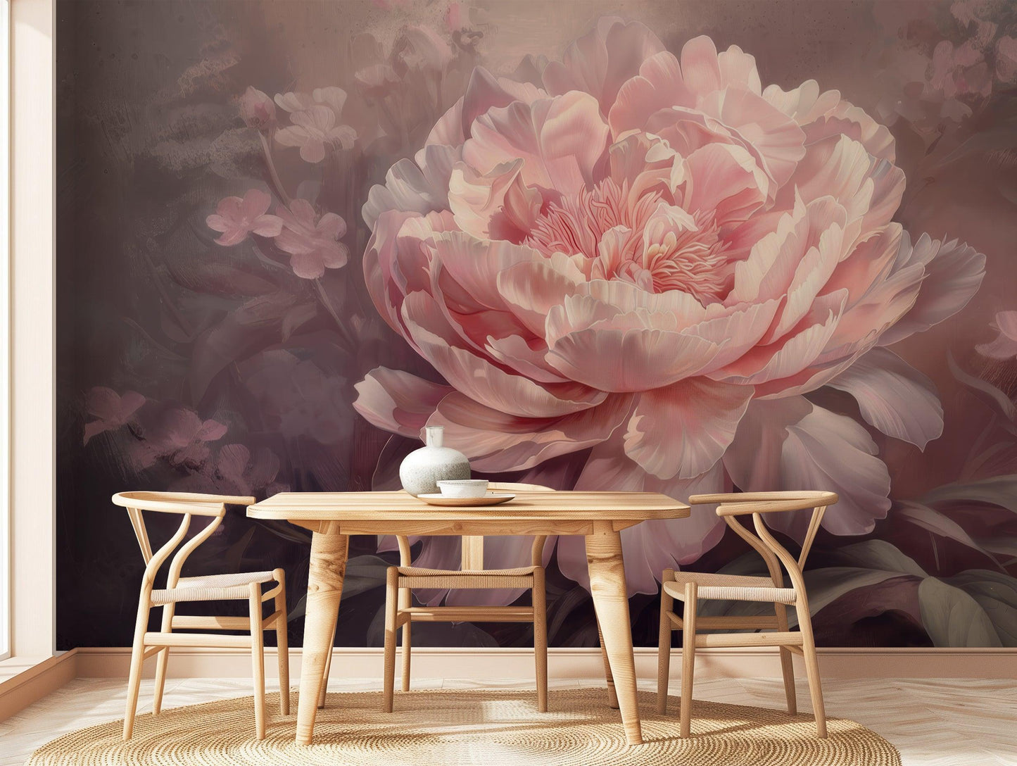 Pink Peony Rose wallpaper mural - XWALLX