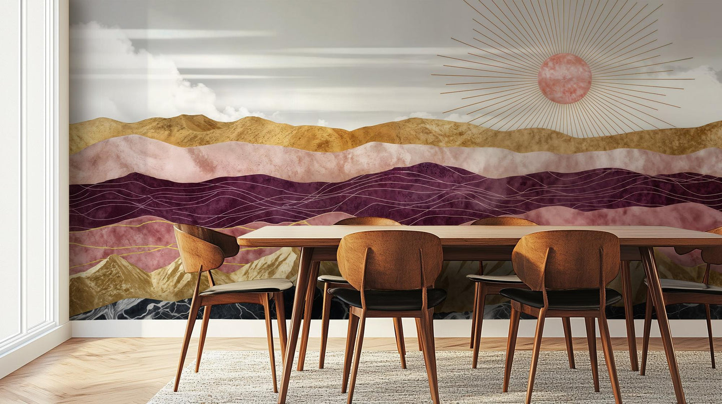 Abstract Purple wallpaper for Dining Room