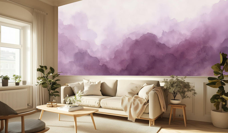 Contemporary Purple wallpaper for Living Room
