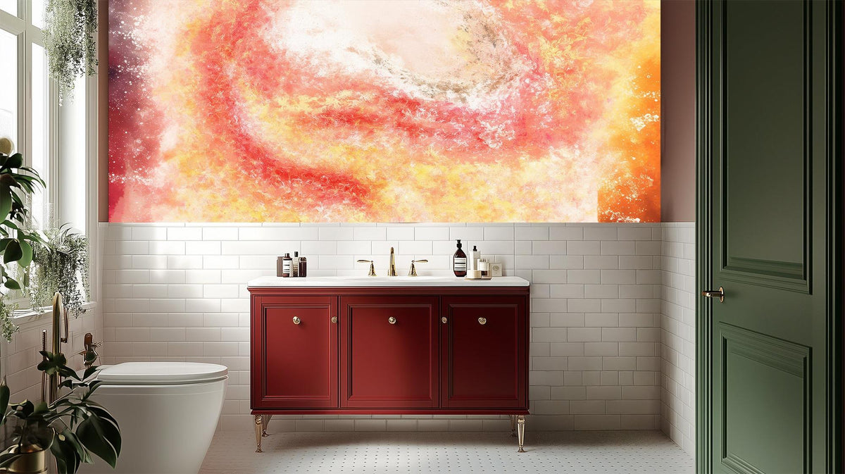 Abstract Red wallpaper for Bathroom