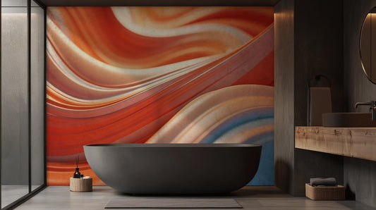 Abstract Red wallpaper for Bathroom