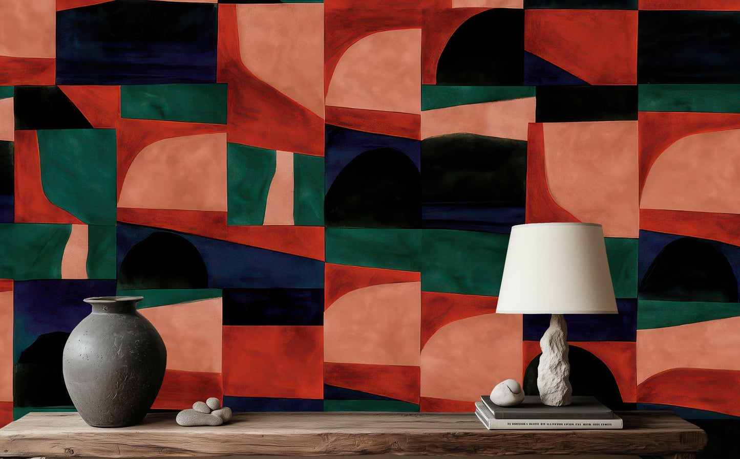 Abstract Red wallpaper for Living Room