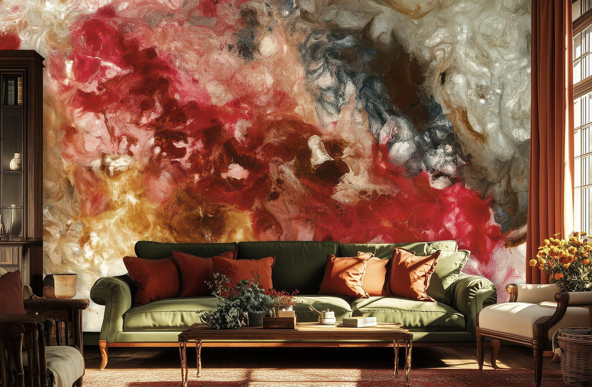 Abstract Red wallpaper for Living Room