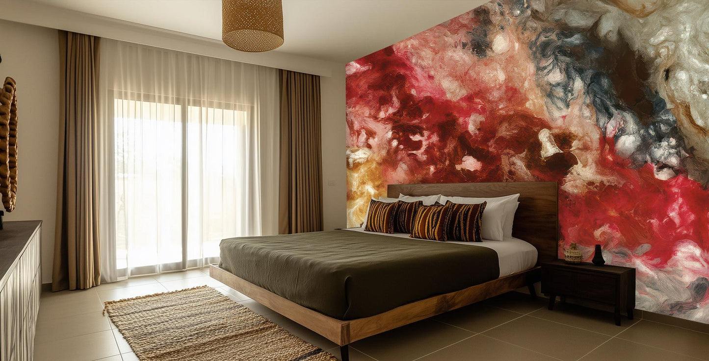 Abstract Red wallpaper for Living Room