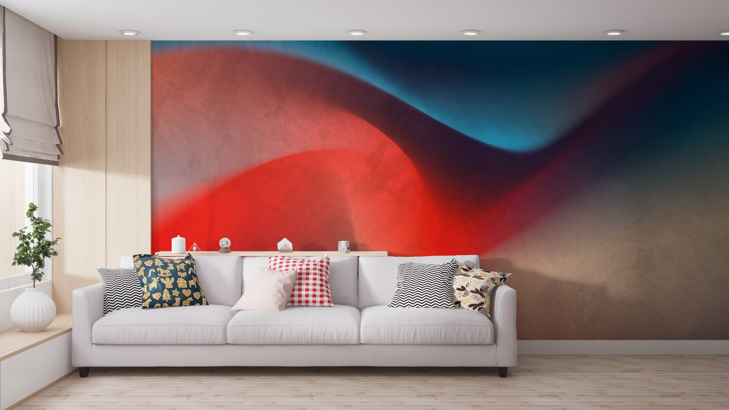 Abstract Red wallpaper for Living Room