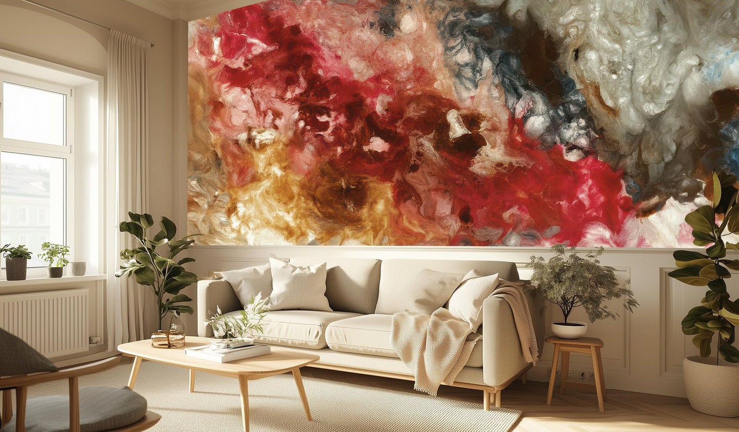 Abstract Red wallpaper for Living Room