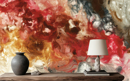 Abstract Red wallpaper for Living Room