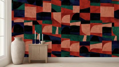 Abstract Red wallpaper for Living Room