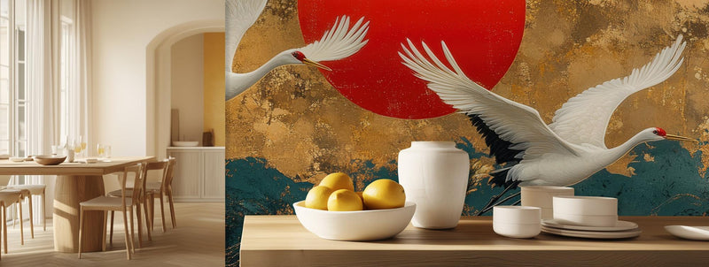 Artistic Red wallpaper for Dining Room