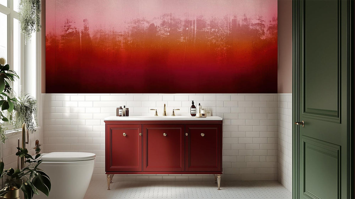 Contemporary Red wallpaper for Bathroom