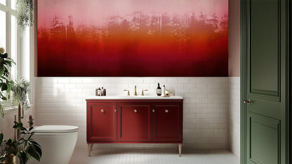 Contemporary Red wallpaper for Bathroom
