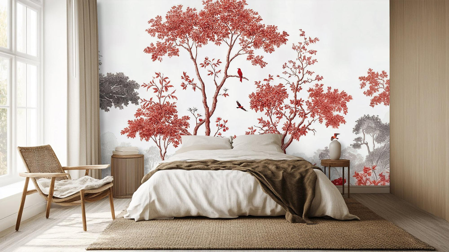 Contemporary Red wallpaper for Bedroom