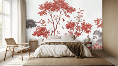Contemporary Red wallpaper for Bedroom
